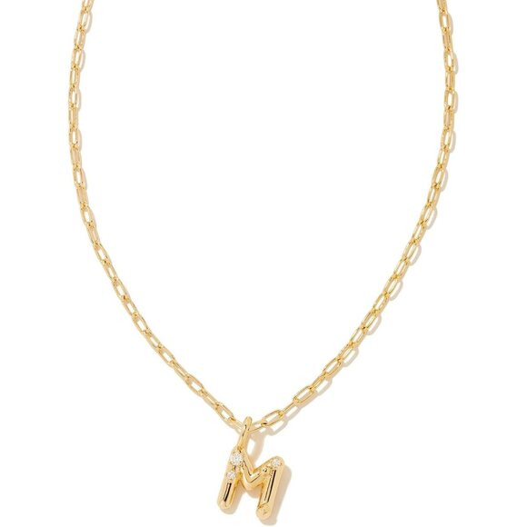 Gold-Plated Letter M Crystal Pendant Necklace, Dainty 16" Chain, Perfect Gift fo - Picture 1 of 3